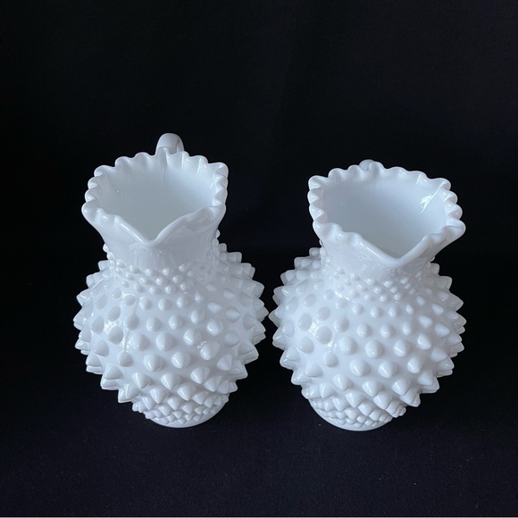 Set of 2 - Syrup Pitchers - Fenton Hobnail Milk Glass - Vintage - Picture 2 of 11